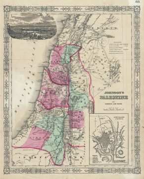 1863 Johnson Map of Palestine, Israel or the Holy Land