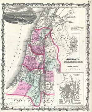 1862 Johnson Map of Palestine - Israel - Holy Land