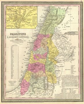 1854 Mitchell Map of Palestine, Israel, or the Holy Land