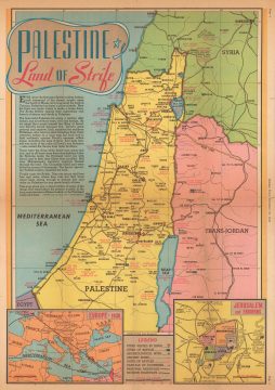 1945 Sundberg Map of Palestine / Israel / Holy Land