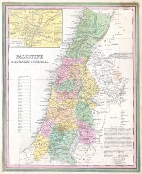 1836 Tanner Map of Palestine - Israel - Holy Land