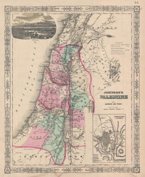 1865 Johnson Map of Palestine, Israel, or the Holy Land