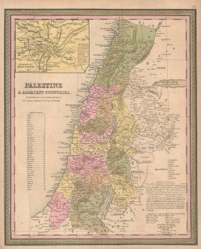 1850 Mitchell Map of Palestine, Israel and the Holy Land
