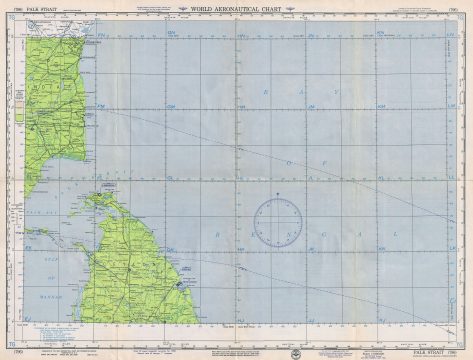 1954 U.S. Air Force Aeronautical Chart or Map of Palk Strait between India and Sri Lanka