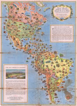 1930 Pictorial Map of North America and South America