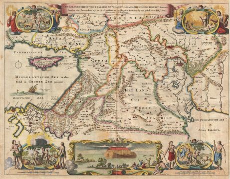 1702 Stoopendaal Map of the Holy Land, w/ Eden, Babylon, Jerusalem, and Nod