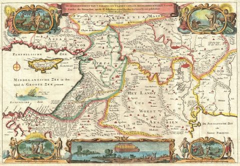 1730 Stoopendaal and Keur Map of the Holy Land, including Babylon, Jerusalem, and Nod