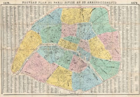 1874 Bernardine-Bechet Pocket Map of Paris, France