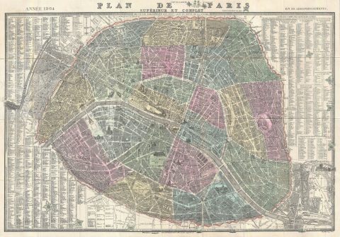 1904 Bernadine Bechet Map of Paris, France