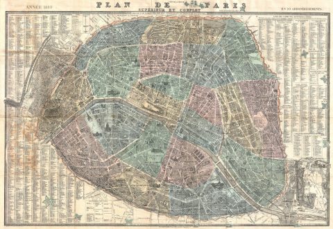 1889 Lallemand Pocket Map of Paris France