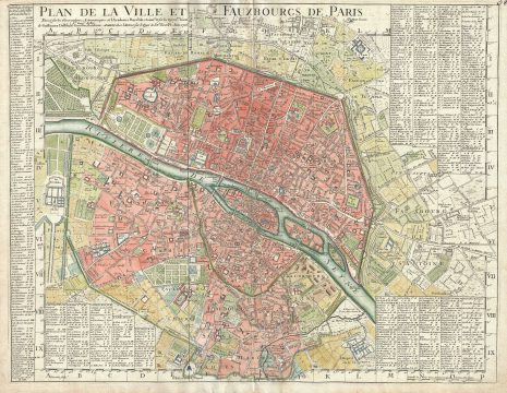 1716 Delisle Map of Paris, France