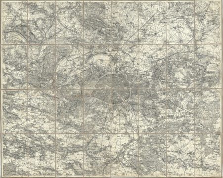1860 Depot de Guerre Case or Pocket Map of Paris and its Environs, France