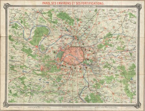 1870 Erhard Map of Paris and Vicinity, France