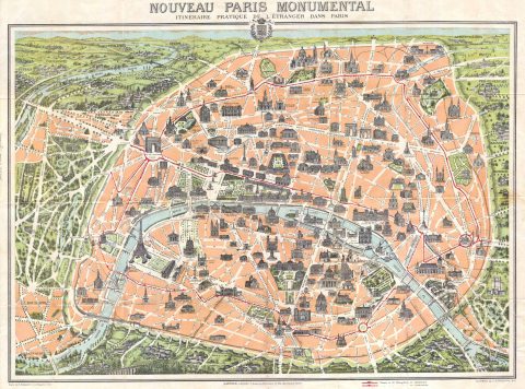 1900 Garnier Pocket Map or Plan of Paris, France ( Eiffel Tower )