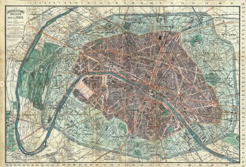 1883 Henry Gillig Map or Plan of Paris, France