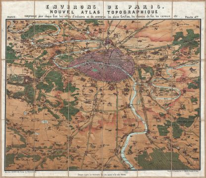1862 Guittet View and Map of Paris, France and Vicinity
