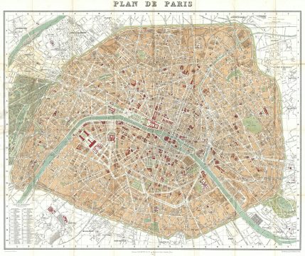 1892 Hachette Plan or Pocket Map of Paris, France