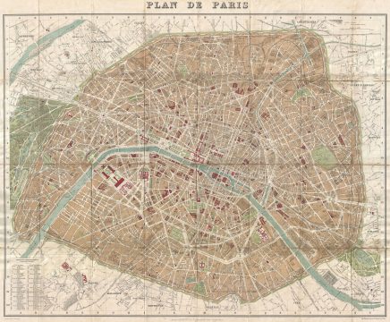 1894 Hachette Pocket Map of Paris, France (shows Eiffel Tower)