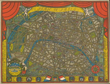 1927 Ilonka Karasz Pictorial Map of Paris, France