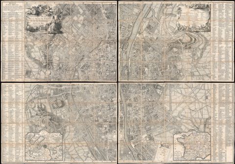 1767 Jaillot Large-Scale Map of Paris (unrecorded state!)