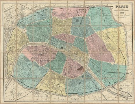 1866 Ledot Pocket Map of Paris, France