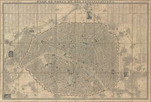 1843 Logerot Map of Paris, France