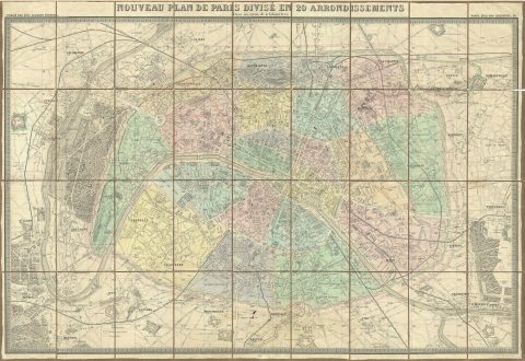 1860 Logerot Map of Paris, France
