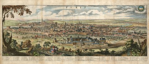 1638 Merian View of Paris, France