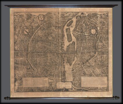 1550 Tapisserie Wall Map Plan of Paris (c. 1880 restrike)