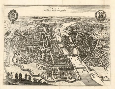 1655 Merian Bird's Eye View of Paris, France