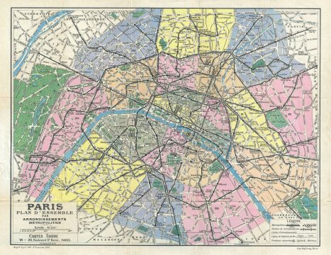 1947 Taride Plan or Map of Paris, France