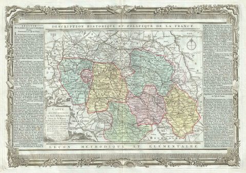 1786 Desnos and de la Tour Map of Ile-de-France and Champagne Regions of France w/ Paris