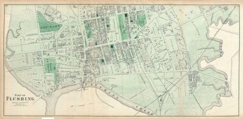 1873 Beers Map of Flushing near Main Street, Queens, New York City