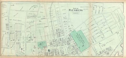 1873 Beers Map of Part of Flushing, Queens, New York City