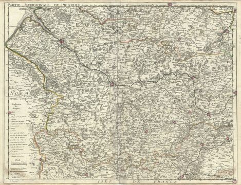 1712 De L'Isle Map of the southern Picardy, France (Maroilles Cheese Region)