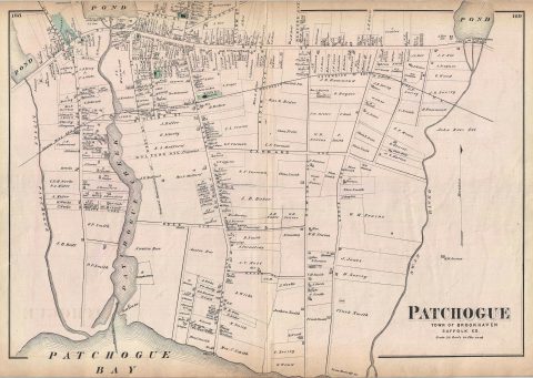 1873 Beers Map of Patchogue, Long Island, New York