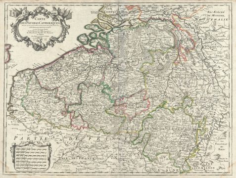 1702 De L'isle Map of Belgium, Luxemburg and the Netherlands