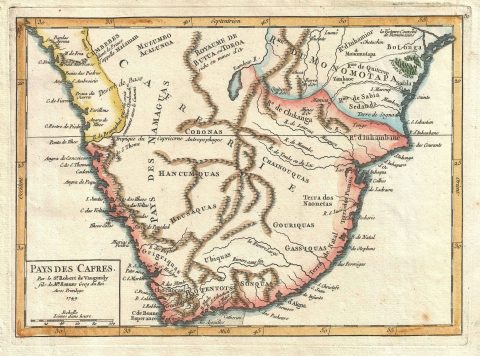 1749 Vaugondy Map of Southern Africa