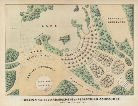 1871 Vaux and Olmsted Map of the Concert Grove, Prospect Park, New York City