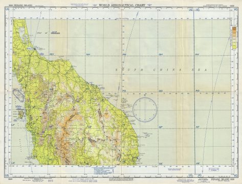1958 U.S. Air Force Aeronautical Map of Northern Malaysia (Malay) w/ Penang