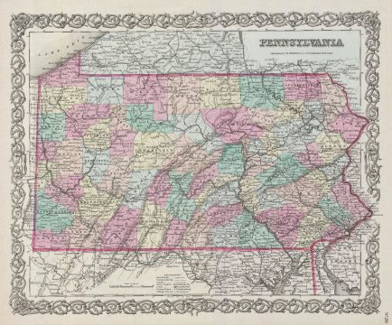 1856 Colton Map of Pennsylvania