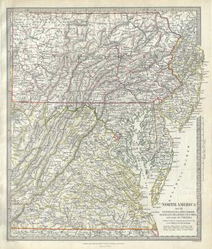 1833 S.D.U.K. Map of Pennsylvania, Virginia, Maryland, Delaware and New Jersey