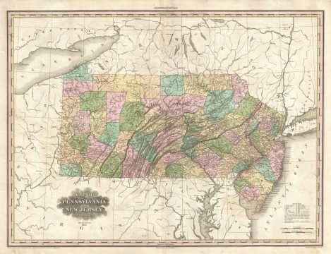 1825 Tanner Map of Pennsylvania and New Jersey