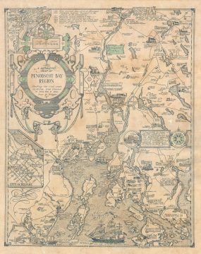 1940 Phillips Pictorial Map of Penobscot Bay, Maine