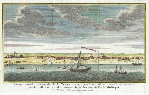 1743 Isaak Tirion View of Pensacola, Florida
