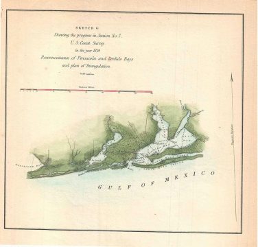 1849 U.S. Coast Survey Map of Pensacola and Perdido Bays