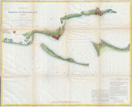 1857 U.S.C.S. Map or Chart of Penascola Bay and Harbor, Florida