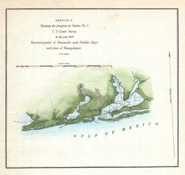 1849 U.S. Coast Survey Map of Northwest Florida Gulf Coast