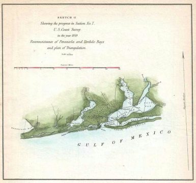 1849 U.S. Coast Survey Map of Northwest Florida Gulf Coast