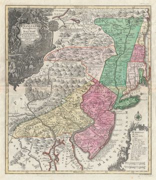 1756 Lotter Map of Pennsylvania, New Jersey and New York